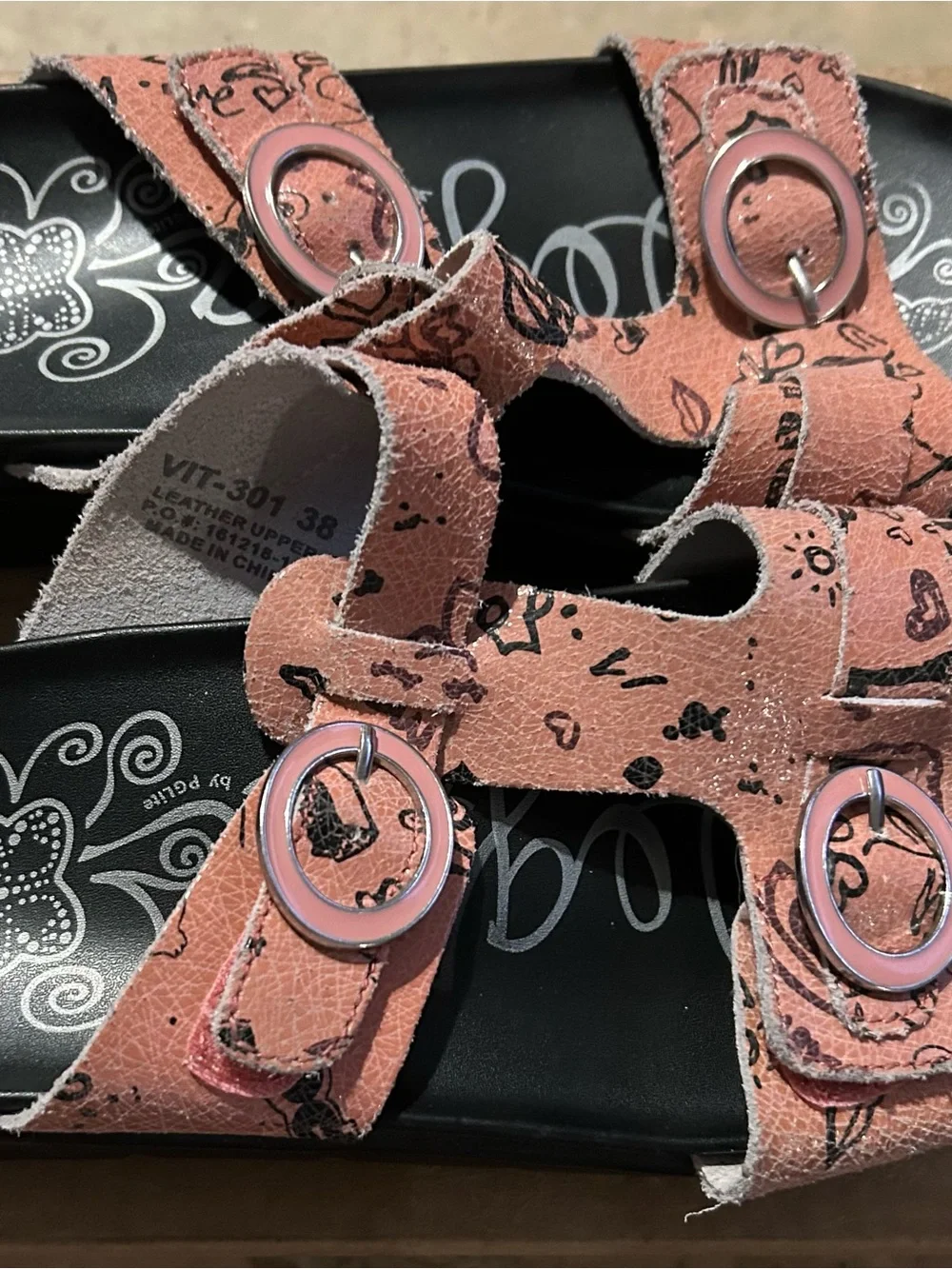 Alegria Coral Pink Floral Double-Buckle Sandals